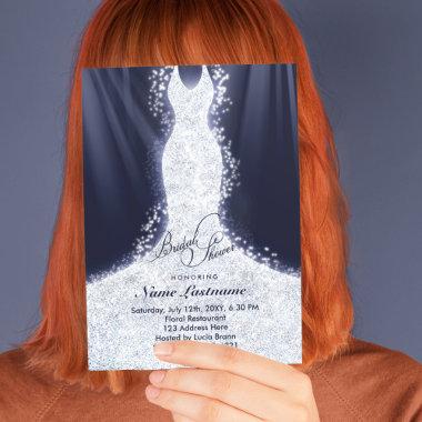 Faux Glitter Wedding Gown  Invite