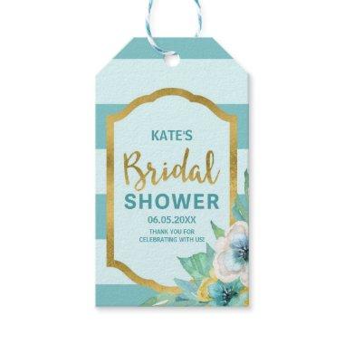 Faux Gold and Mint Floral Bridal Shower Gift Tags