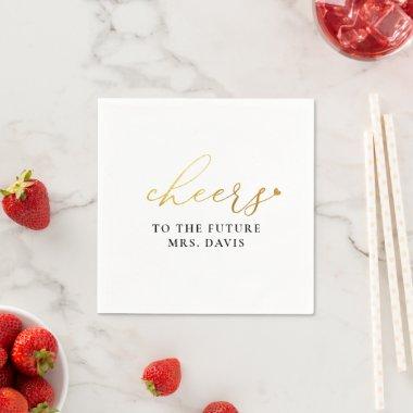 Faux Gold Foil Cheers Future Mrs Bridal Shower Napkins