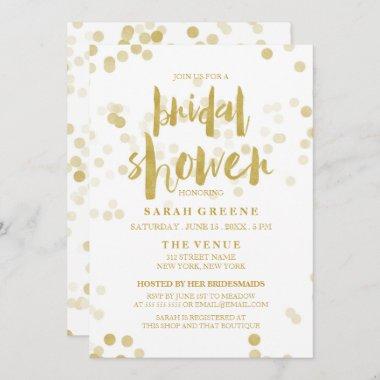 Faux Gold Foil Confetti Bridal Shower Invite
