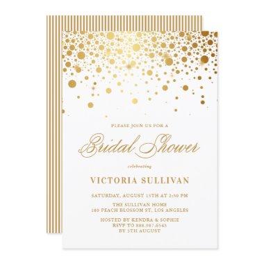 Faux Gold Foil Confetti Dots Bridal Shower Invitations