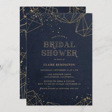 Faux Gold Foil Geometric Polygons Bridal Shower Invitations