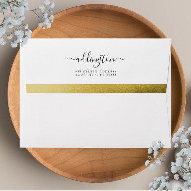 Faux Gold Foil Return Address Wedding Mailing Envelope