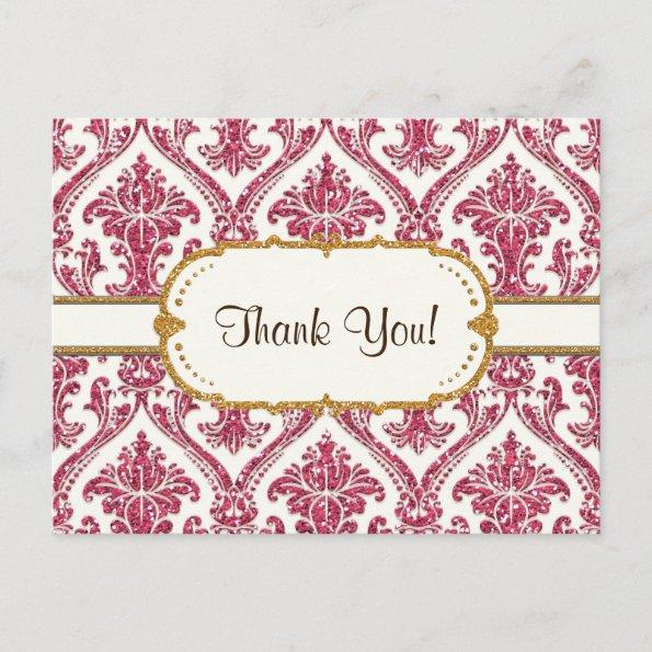 Faux Gold Glitter Damask Floral Pattern Stationery Announcement PostInvitations