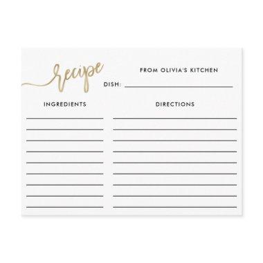 Faux Gold Handwritten Script | Recipe Invitations