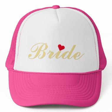 Faux Gold Heart Bride Bridal Shower Wedding Party Trucker Hat