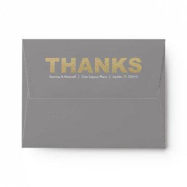 Faux Gold Love and Thanks Return Address Envelopes