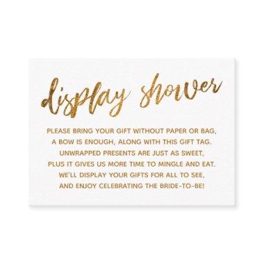 Faux Gold Script Display Bridal Shower Gift Invitations