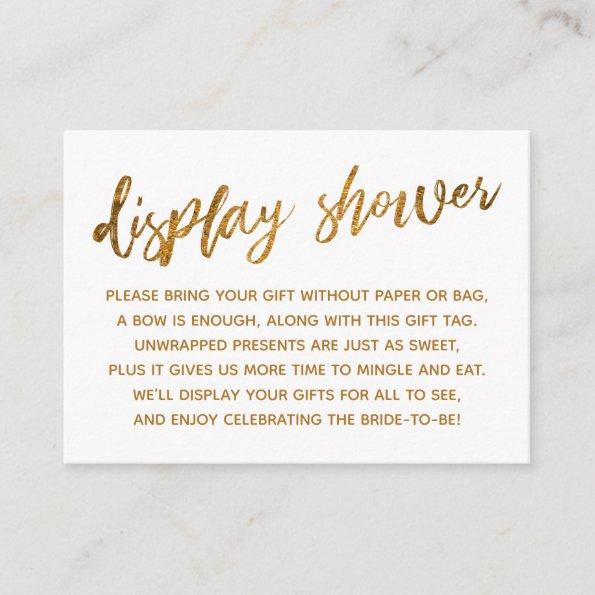 Faux Gold Script Display Bridal Shower Gift Invitations