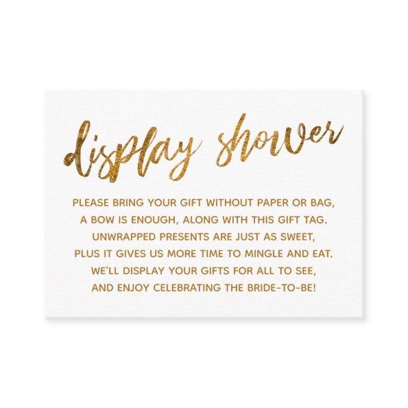 Faux Gold Script Display Bridal Shower Gift Invitations