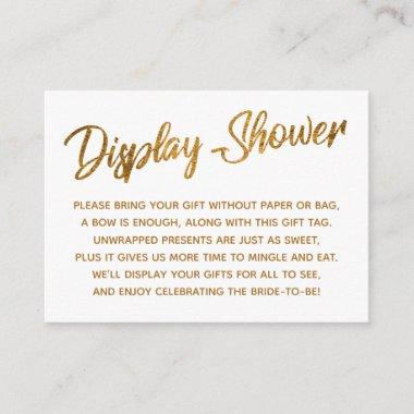 Faux Gold Script Display Bridal Shower Gift Invitations