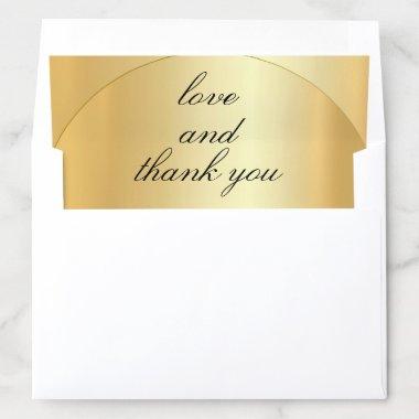 Faux Gold Template Calligraphy Love And Thank You Envelope Liner