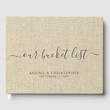 Faux Linen Our Bucket List Couple Wedding Guest Book