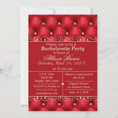 FAUX luxury leather, red bachelorette party invite