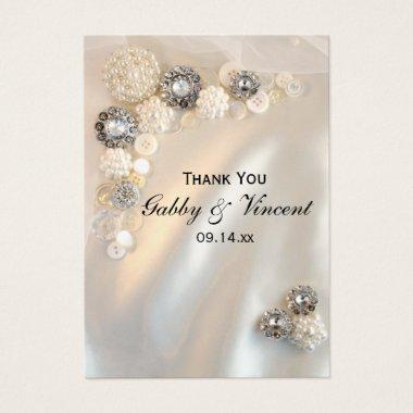 Faux Pearl and Diamond Buttons Wedding Favor Tags