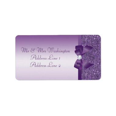 Faux Purple Sequins Bow Diamond Label