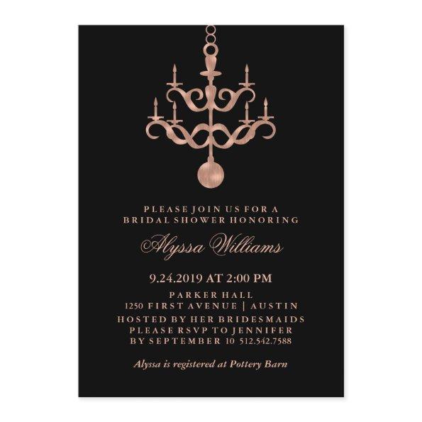 Faux Rose Gold Chandelier on Black