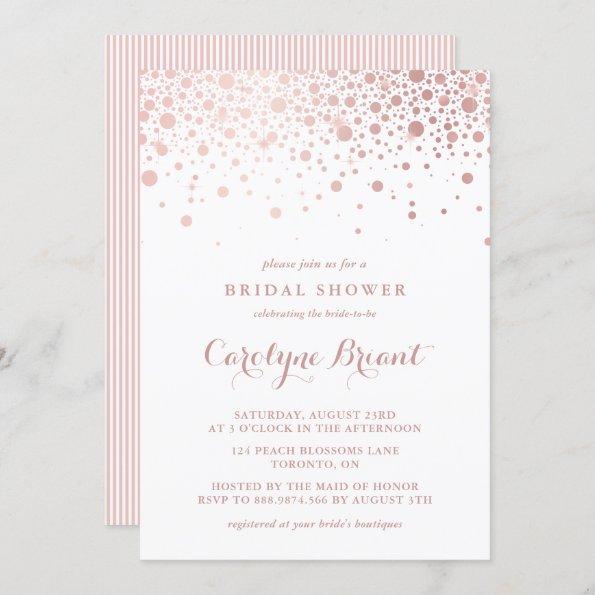 Faux Rose Gold Confetti Bridal Shower Invitations