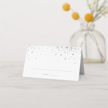 Faux Silver Foil Confetti Dots Elegant Wedding Place
