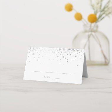 Faux Silver Foil Confetti Dots Elegant Wedding Place Invitations