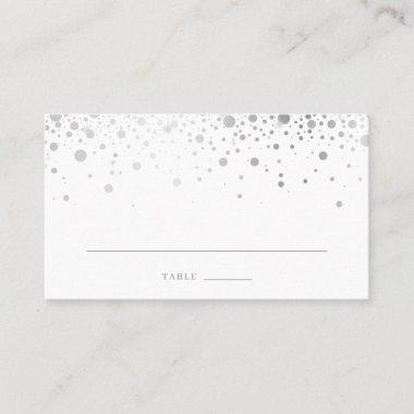 Faux Silver Foil Confetti Dots Elegant Wedding Place Invitations