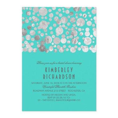 Faux Silver Foil Confetti Teal