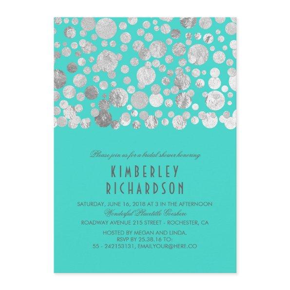 Faux Silver Foil Confetti Teal