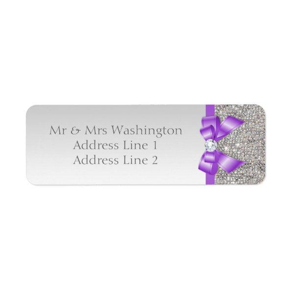 Faux Silver Sequins Lavender Bow and Diamond Label