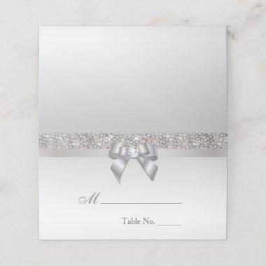 Faux Silver Sequins Silver Bow Place