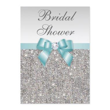 Faux Silver Sequins Teal Blue