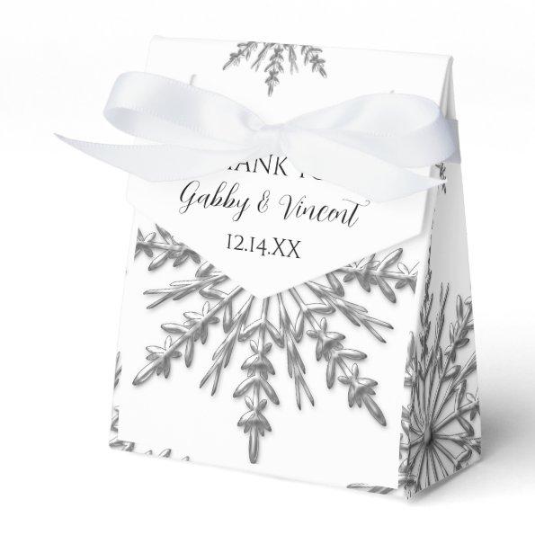 Faux Silver Snowflakes Winter Wedding Favor Box
