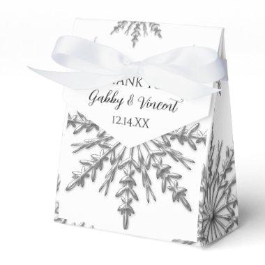 Faux Silver Snowflakes Winter Wedding Favor Boxes