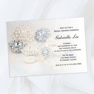 Faux White Pearl Diamond Buttons