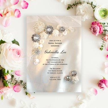 Faux White Pearl Diamond Buttons