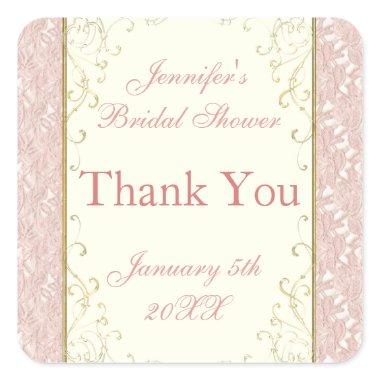 Favor or  Seals Pink Lace, Ivory Bridal
