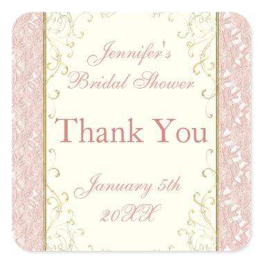 Favor or Invitations Seals Pink Lace, Ivory Bridal