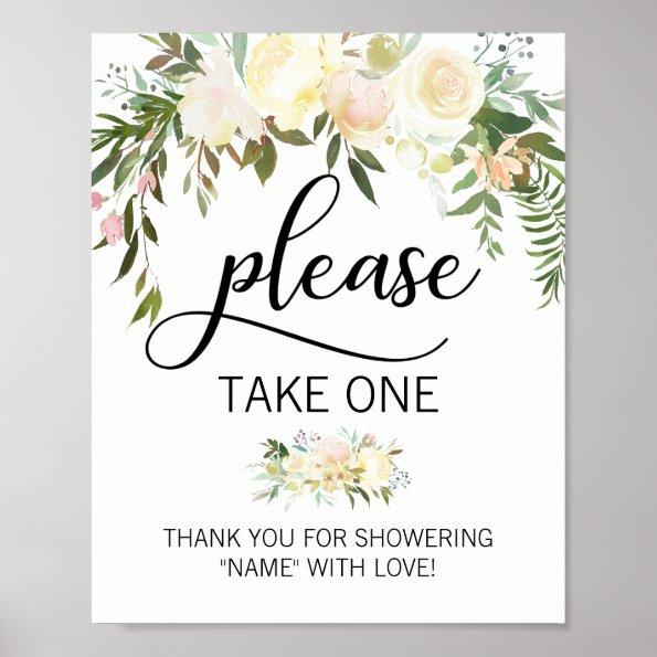 Favor PLEASE TAKE ONE Watercolor Floral Pink Sign