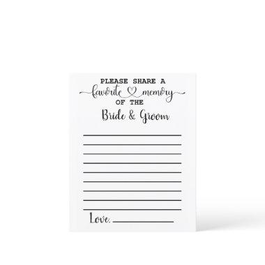 Favorite Memory of Bride Groom Advice Cards