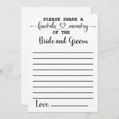 Favorite Memory of the Bride Groom Advice Card