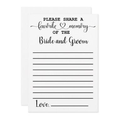 Favorite Memory of the Bride Groom Advice Card