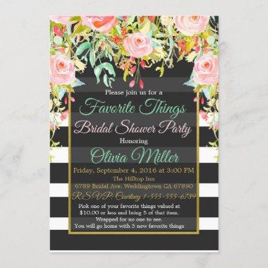 Favorite Things Bridal Shower Party Invitations