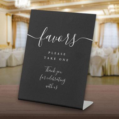 Favors Black And White Modern Script Table Pedestal Sign