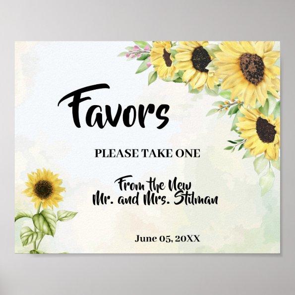 Favors Bridal Shower Wedding Sunflower Sign