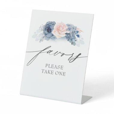 Favors Please Take One Dusty Blue Pink Floral Pedestal Sign