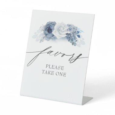 Favors Please Take One Dusty Blue White Floral Pedestal Sign