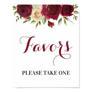 Favors Please Take One Marsala Burgundy Fall Party Poster
