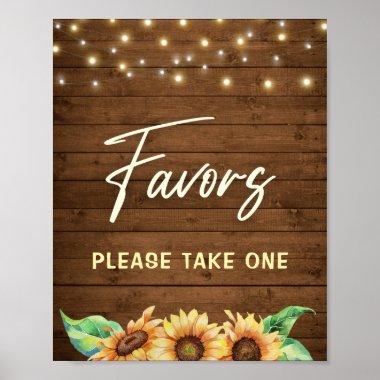 Favors Please Take One Rustic Sunflower Fall Party Poster