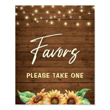 Favors Please Take One Rustic Sunflower Fall Party Poster