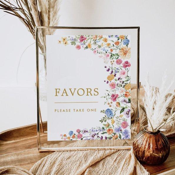 Favors Sign | Colorful Spring Wildflower Meadow