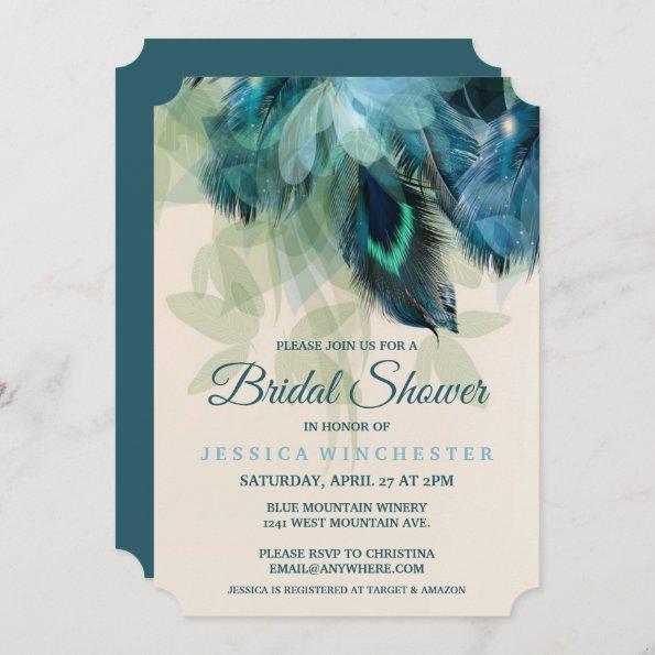 Feather Floral Bridal Shower Invitations